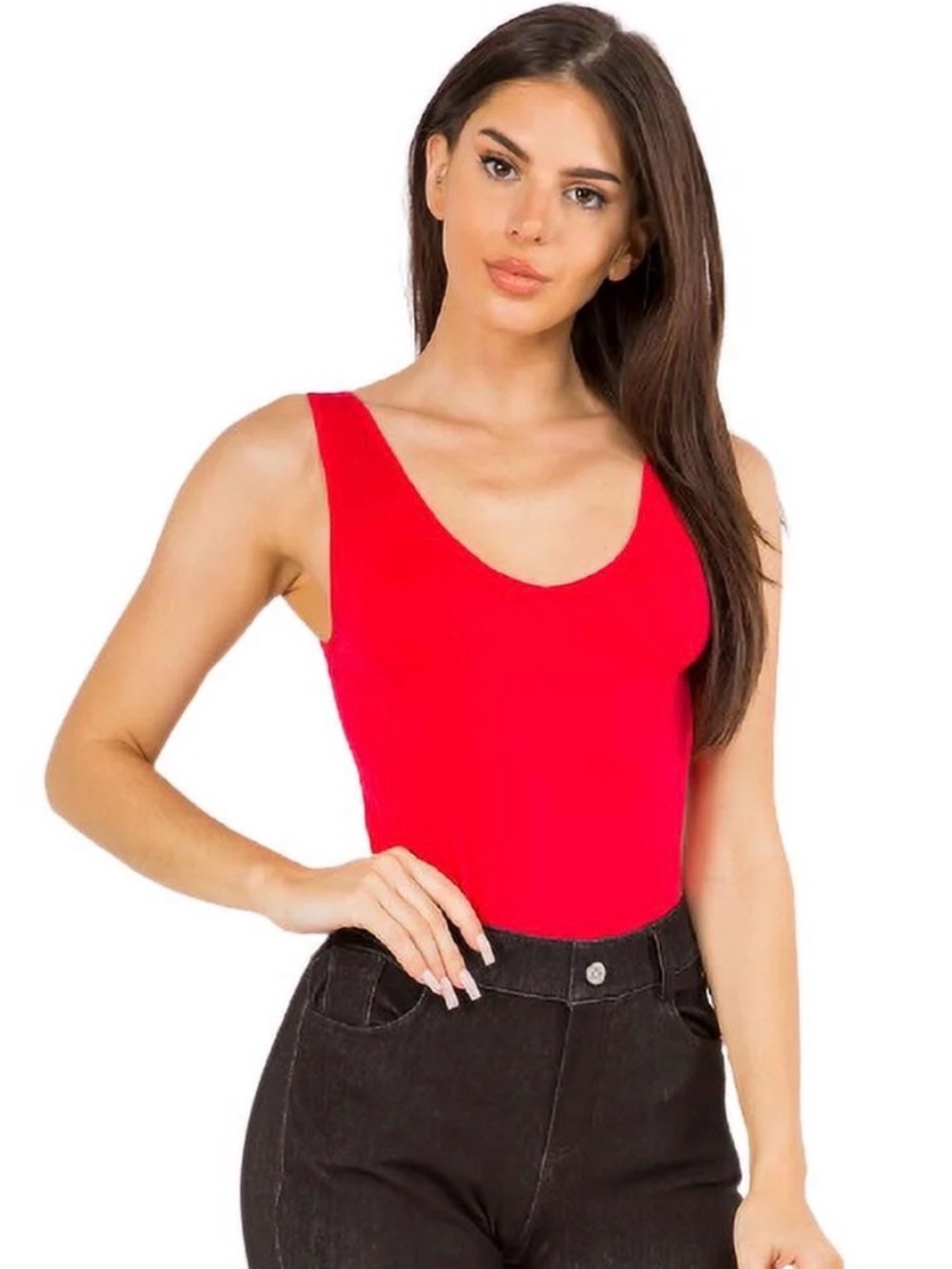 Yelete Reversible Cropped Seamless Tank Brami Red One Size NWT Stretch Basic